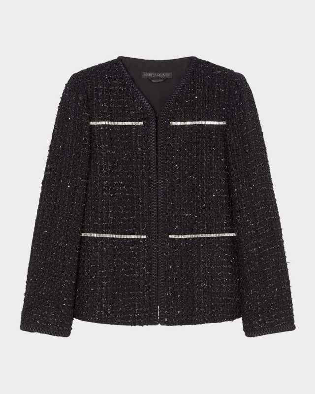 Plus Size Fungo Embellished Tweed Jacket